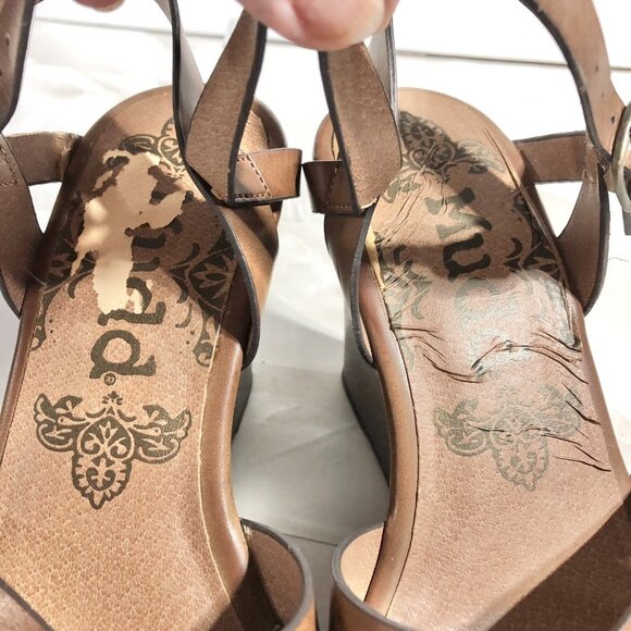 Mudd Kylie Cognac Y2K Style Wedge Brown Sandals Tan Straps Adjustable shoes Sz 7 - Picture 5 of 11